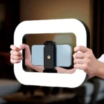 Aro de luz cuadrado con soporte para celular