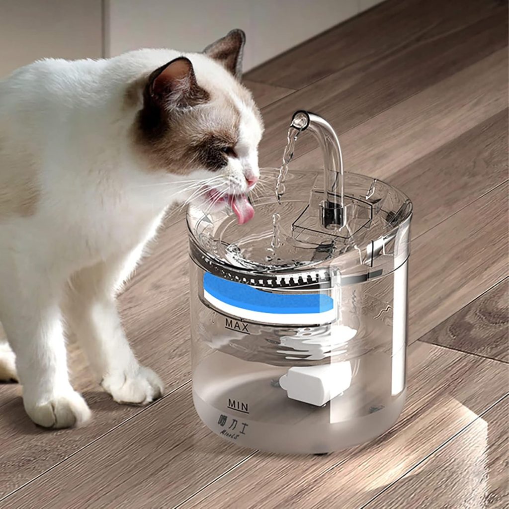 Dispensador Eléctrico de Agua 1.8L para Perros Gatos, Fuente Silenciosa, IPX8
