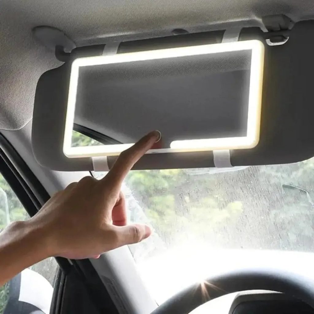 Espejo de Maquillaje LED para Carro con Sensor Táctil Recargable