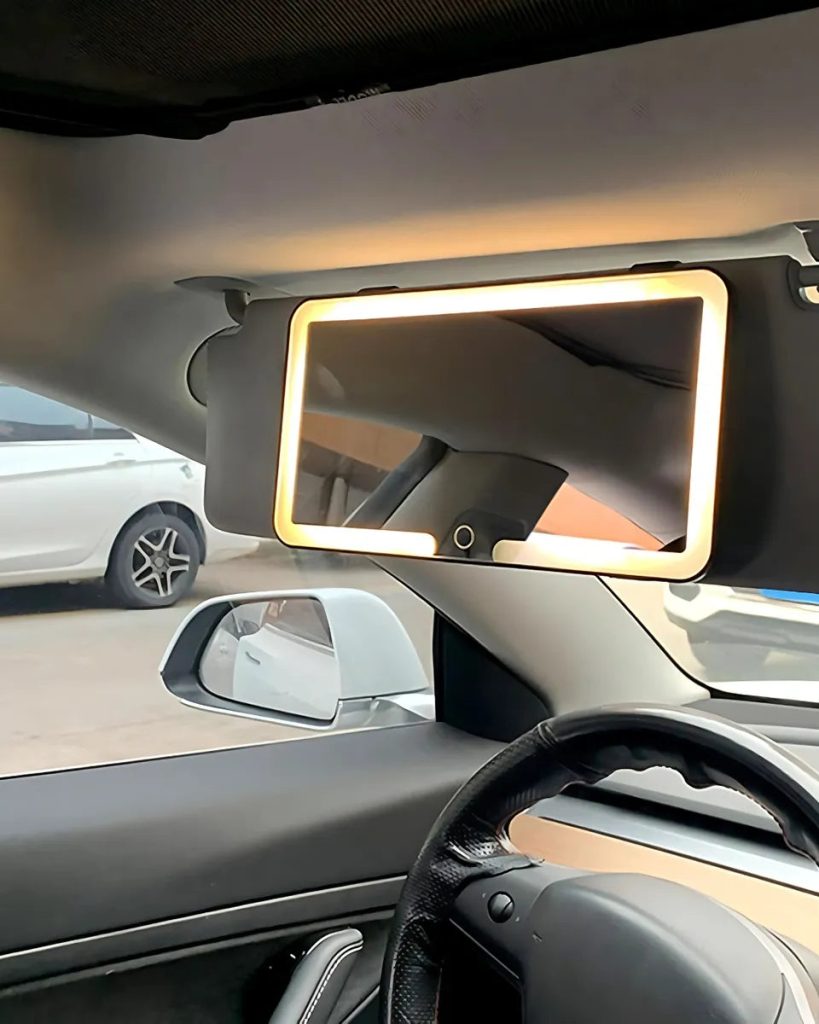 Espejo de Maquillaje LED para Carro con Sensor Táctil Recargable