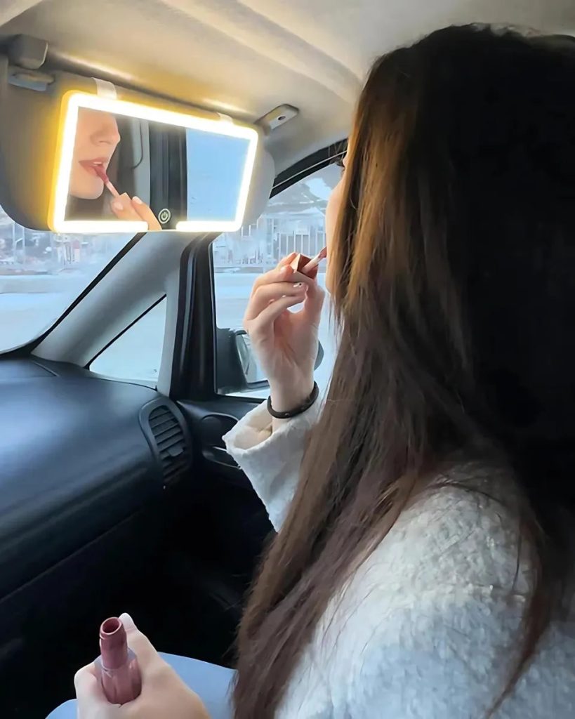Espejo de Maquillaje LED para Carro con Sensor Táctil Recargable