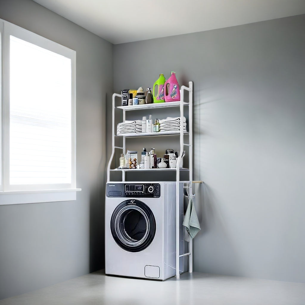 Estante Organizador de Baño, Metal Blanco, 3 Niveles, Versátil, Resistente, para Baño/Lavandería