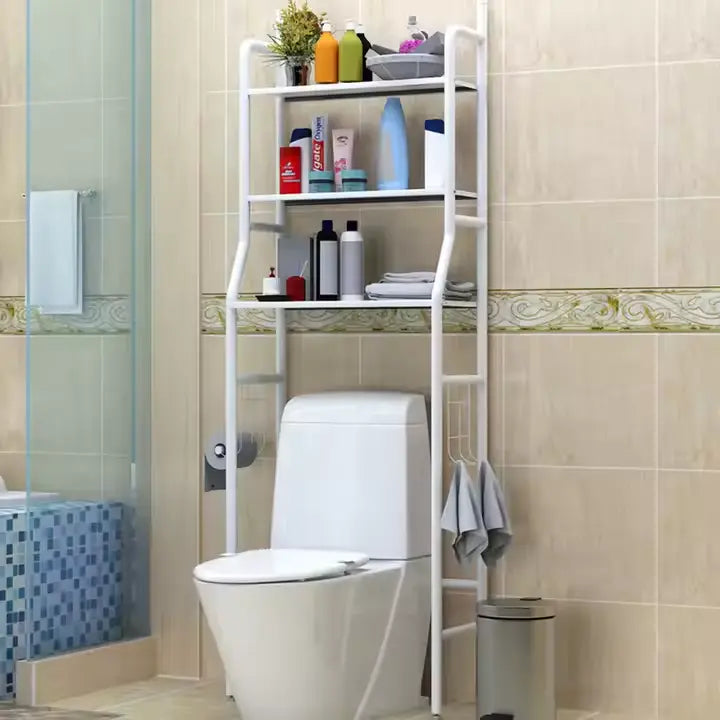 Estante Organizador de Baño, Metal Blanco, 3 Niveles, Versátil, Resistente, para Baño/Lavandería