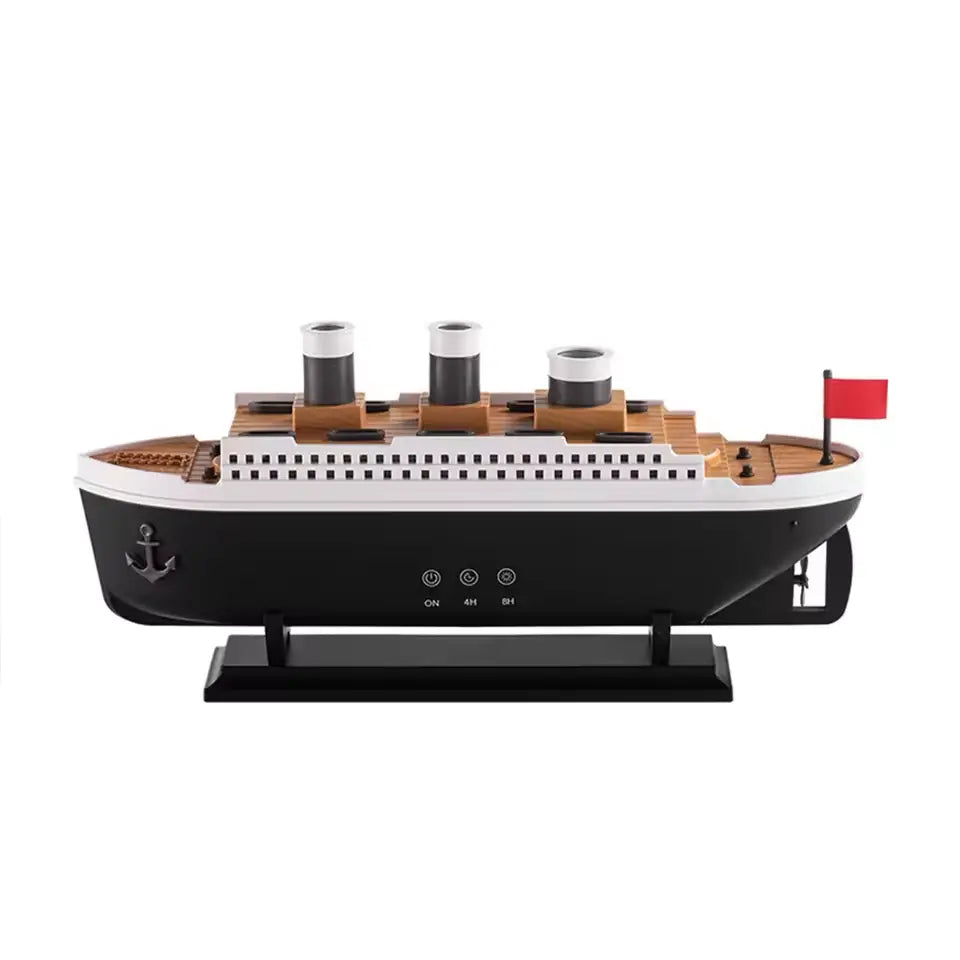 Humidificador Ultrasónico Barco con Anillo de Humo y Luz LED, Difusor de Aroma Modelo Titanic