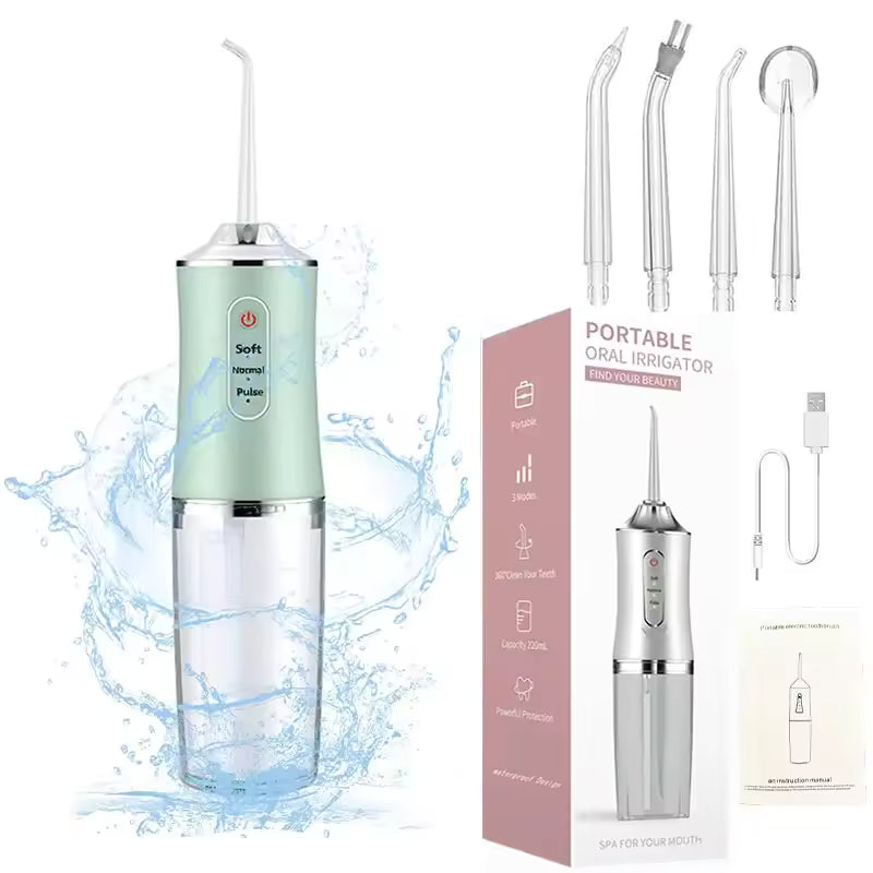 Irrigador Bucal Dental Eléctrico, 4 Boquillas, Limpieza Profunda, Ortodoncia, Encías Sensibles
