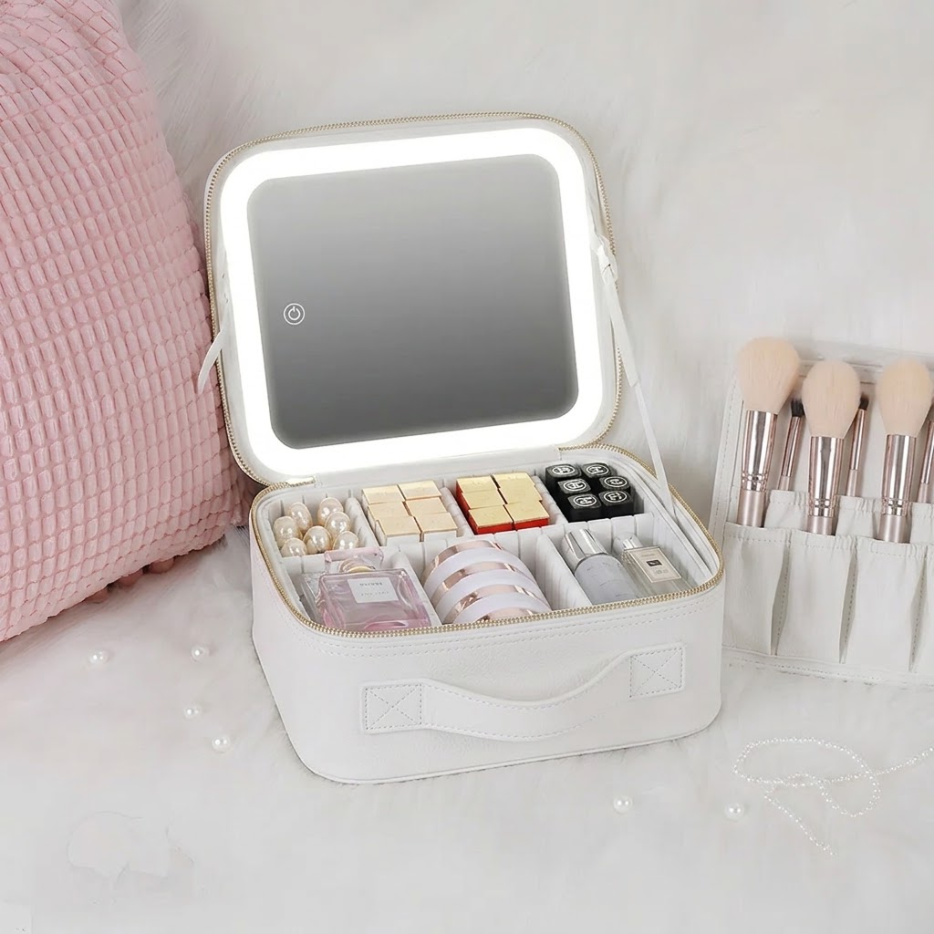 Maletín de Maquillaje Profesional con Espejo Iluminado LED