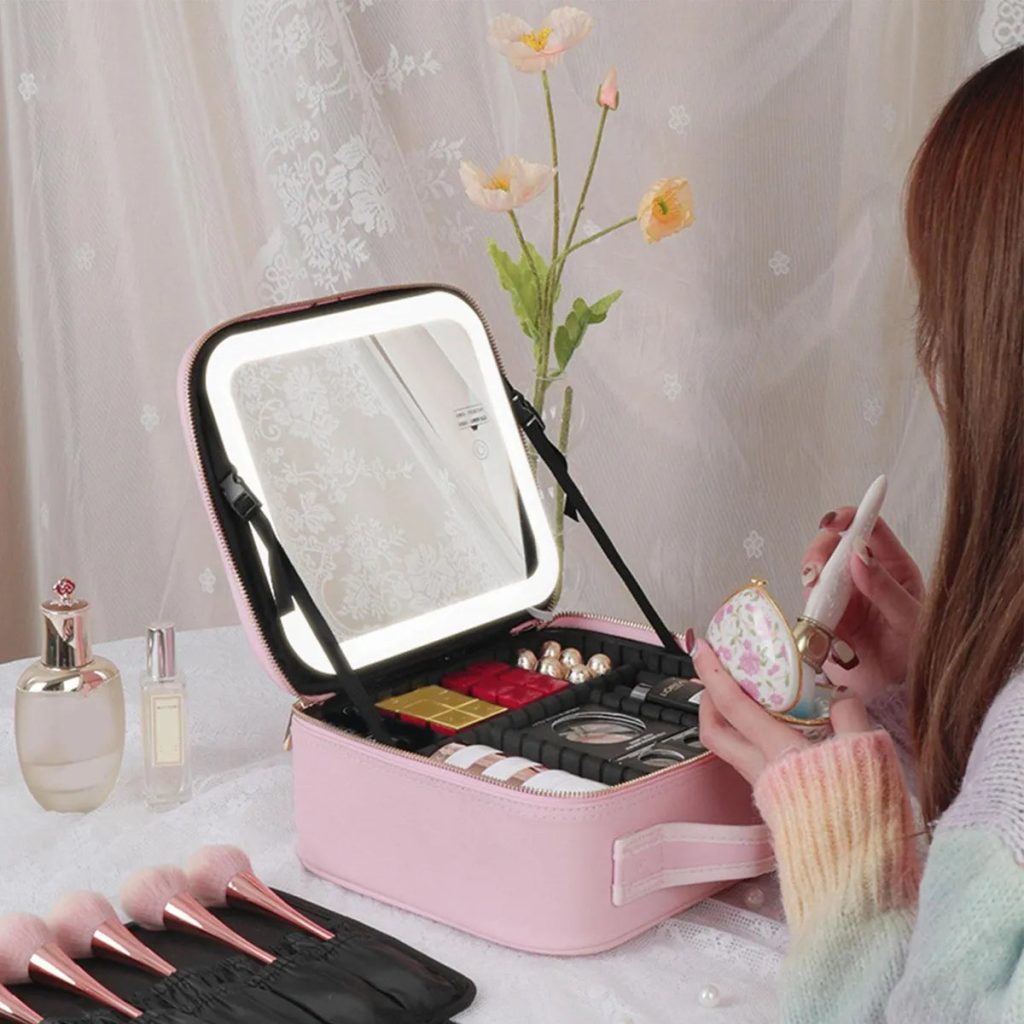 Maletín de Maquillaje Profesional con Espejo Iluminado LED